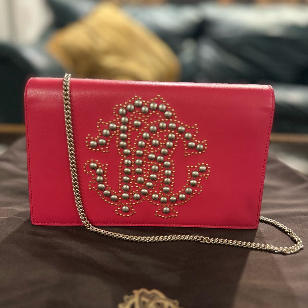 Roberto Cavalli Fuchsia Shoulder Bag with Chain